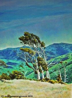 Acrylic - Totara Trees, Mt. Herbert, Ch.Ch. N.Z.