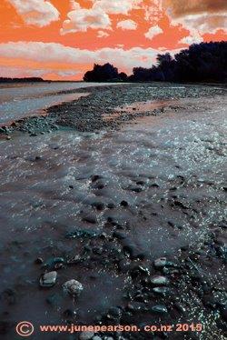 2f - Blood sky over flooding Waimakariri